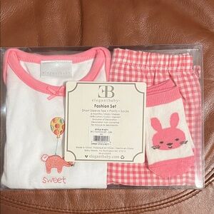 Elegant Baby Pink Rabbit Set for Girls - 6 months.  Brand new.